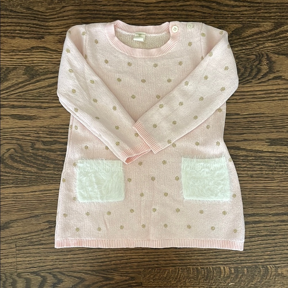 Tucker + Tate Pink and Gold Polka Dot Knit Dress